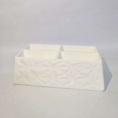 Vinki 4 Compartments PLA Plastic (Polylactic Acid) Tabletop Remote Organizer(White)