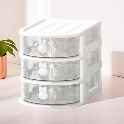 KUBER INDUSTRIES 3 Compartments PP Desk Organizer(White)