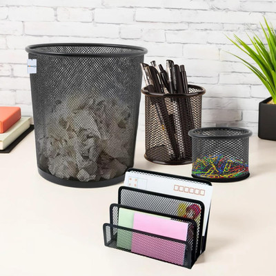 HOMESTIC by Kuber Industries 4 Compartments Iron desk_organizer(Black)
