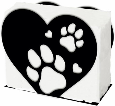 ALMADINAART 1 Compartments iron Pet Memorial napkin holder with Paw Prints Heart Design(Black)