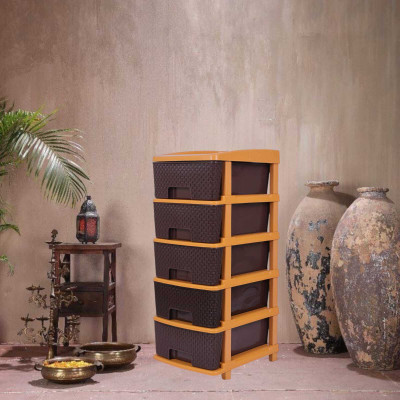 HUMBLE KART 5LAYER Plastic Free Standing Chest of Drawers Plastic Free Standing Cabinet(Finish Color - BROWN, DIY(Do-It-Yourself))