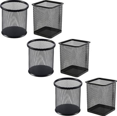 Goodwill Tech 3 Compartments (Set of 3, Metal-Mesh) Stay Stress-Free with Trio Pack Pen Holders for Study & Work Desks(Black)