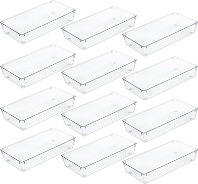KUBER INDUSTRIES 12 Compartments Acrylic Desk Organizers(Transparent)