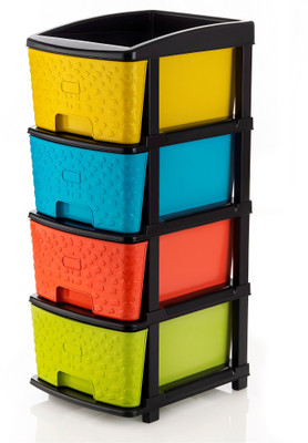 Pinkwhale 4 Compartments Plastic NEW 4XL STONE MULTICOLOR MODULAR DRAWER SYSTEM MULTI PURPOSE STORAGE BOX BASKET(Multicolor)