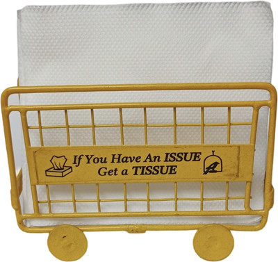 TheCraftTown 1 Compartments Metal Tissue Holder(Yellow)