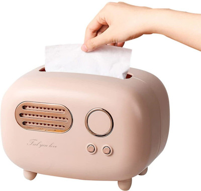 RABBONIX 1 Compartments Plastic Vintage Retro Tissue Box Holder for Dining Table, Living Room, Bedroom, Desktop(Pink)