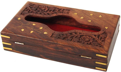 Duadecor 1 Compartments Wooden Tissue Box(Natural)