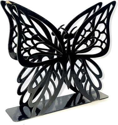 ALMADIINAART 1 Compartments iron Metal Butterfly napkin holder, Decorative Sculpture, Black(Black)