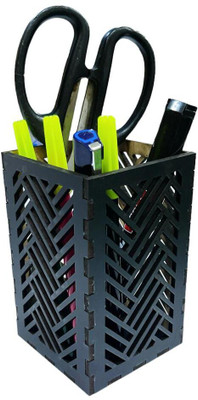Akshiv Exports 1 Compartments Wooden Pen Stand(Black)