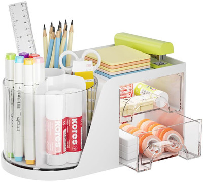 HASTHIP 6 Compartments Plastic Desk Organizer(White)
