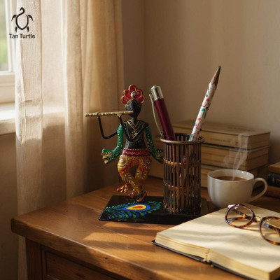 Tan Turtle 1 Compartments Metal Desk Organiser(Multicolor)
