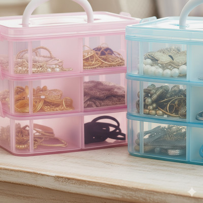 MAXTID 6 Compartments Plastic PP(Pink, Blue)