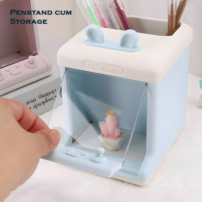 poksi 2 Compartments Plastic Pen Stand(Multicolor)
