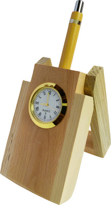 shub 1 Compartments Wooden Penholder(Wooden Brown)