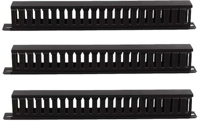 RAREGEAR 1 Compartments Metal, PVC Metal, PVC 1U 21 Slot Rack Mount Horizontal Cable Manager Duct Raceway(Black)