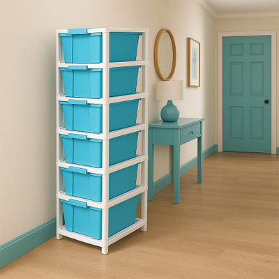MAXTID 6 layer Blue Storage Organizer/Space-Saving Multipurpose plastic drawer Box Vanity Box(Blue)