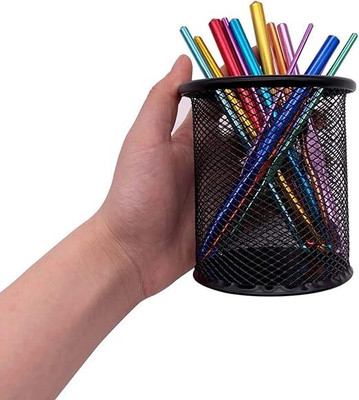 Freedy 1 Compartments METAL Pencil Cup Holder for Desk Office Pen Organizer(Black)
