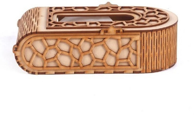 JAI SHRI 1 Compartments wooden tissue holder(Brown)