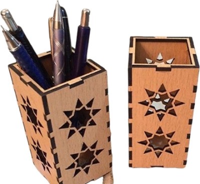 STONE X 1 Compartments Wooden Pen holder(Brown)