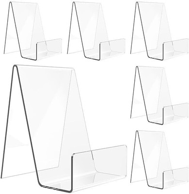 PRIBOX 1 Compartments Arcylic Clear Easel Stand Set – 5 Versatile 8-Inch Display Stands for Showcasing Artwork(Transparent)