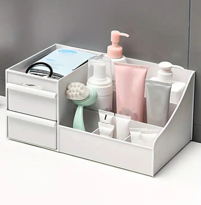 Charmpeak 7 Compartments Plastic Drawer Makeup and Storage Drawer Organizer Box(White)