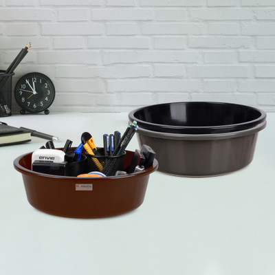 HOMESTIC by Kuber Industries 3 Compartments Plastic Desk Organizer(Gray & Black & Brown)