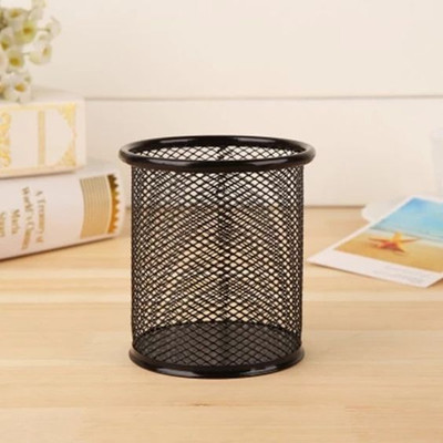 Dwarkesh Fashion 1 Compartments metal pen stand(Black)