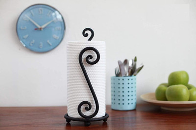 Homely Get Crafty 1 Compartments Metal Wrought Iron S Shape Tissue Paper/Napkin Holder for Kitchen & Dining Table(Black)