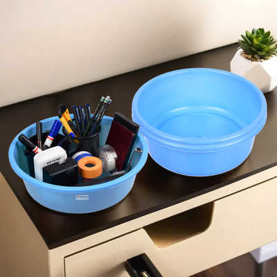 HOMESTIC by Kuber Industries 3 Compartments Plastic Desk Organizer(Blue)