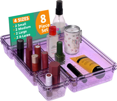 KUBER INDUSTRIES 8 Compartments Acrylic Drawer Organizer(Purple)