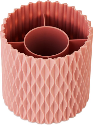 GENZ 5 Compartments ABS Plastic Rotating Pen Holder Sleek And Efficient Way To Keep Pen Organized And Accessible(Pink)