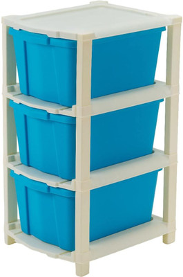 Pinkwhale 3 Compartments Plastic Modular Drawer(Blue)