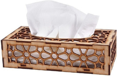 JAI SHRI 1 Compartments wooden tissue holder(Brown)