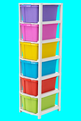 Pinkwhale 6 Compartments Plastic Modular Drawer(Multicolor)