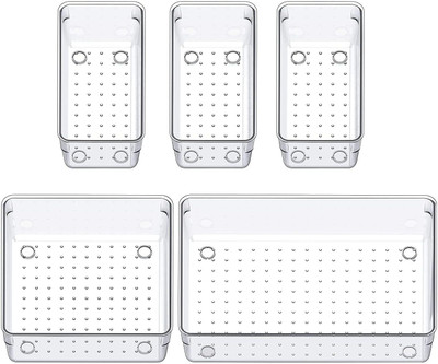 eshopy 5 Compartments Plastic Organizer Box(Transparent)