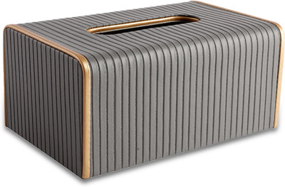 AARVIDECOR 1 Compartments Faux Leather Tissue Holder(Gray)