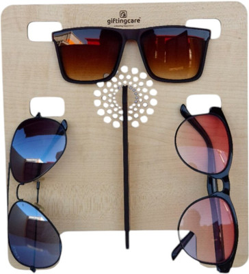 Giftingcare 3 Compartments Wooden Glasses Organiser(Maple)