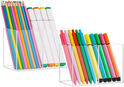 Indian Decor 4 Compartments Acrylic Acrylic Pen Holder(Clear)