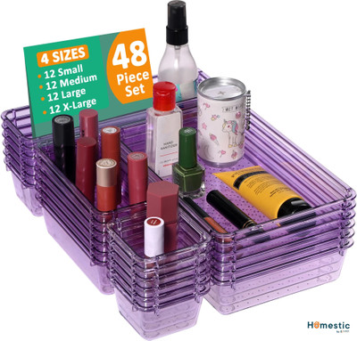 HOMESTIC 48 Compartments Acrylic Drawer Organizer(Purple)