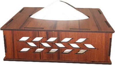 JADON 1 Compartments Wood Tissue stand(Brown)