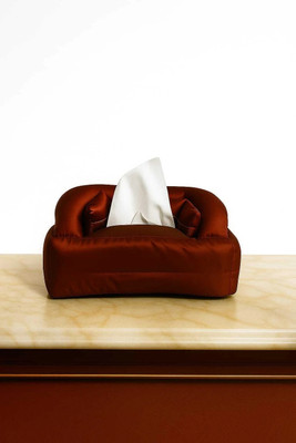Art Horizons 1 Compartments Sofa Style in Satin Fabric Tissue Box Cover(Elite Brown)