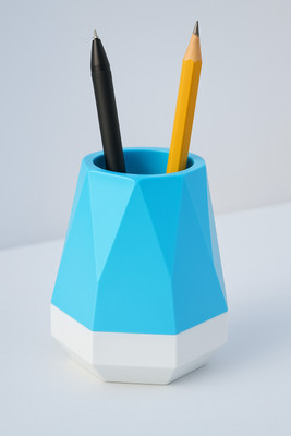 AccuPrints 1 Compartments Plastic Desk Pen, Pencil and Other Stationery Organiser Holder Use at Office, School(Sky Blue)