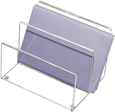 Indian Decor 2 Compartments Metal Desk Organizer(White)