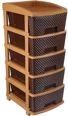MAHADEV ENTERPRISE 5 Compartments PLASTIC CABINET(Brown)