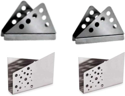 Fably 4 Compartments Stainless Steel Stainless Holder Best Quality 2pc Venus 2pc Jindal Napkin Holder Set of 4(Silver)