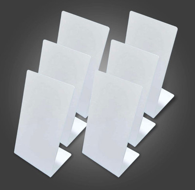 CPI 6 Compartments Acrylic A6 High Quality Bar code QR Code L Shape Display Stand (Pack of 6)(White)