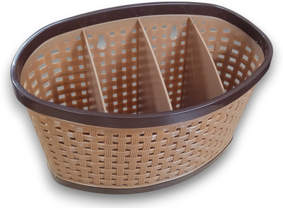 ST Traders 4 Compartments Plastic Desk Oragniser(Brown)