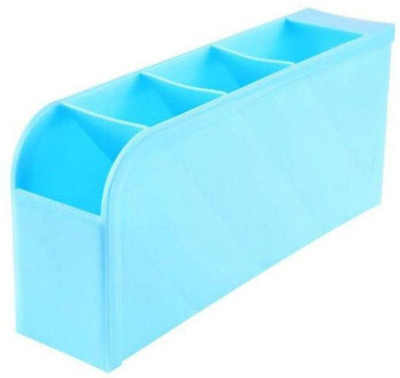 DUS 4 Compartments Plastic OFFICE DESK ORGANIZER(Blue)