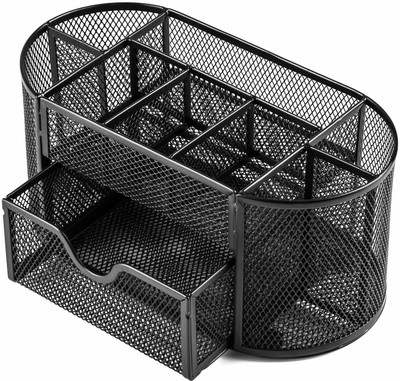 aalok enterprise 9 Compartments Metal Office,School,Pen Stationary Holder, Desktop File Holder(Black)