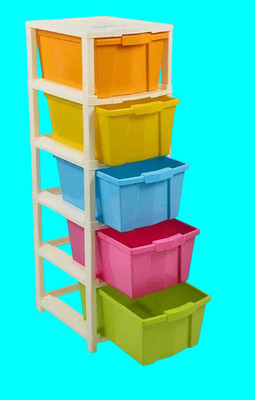 Pinkwhale 5 Compartments Plastic Modular Drawer(Multicolor)
